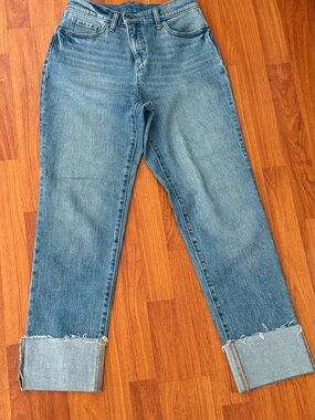 Banana Republic Light Blue Straight Leg Jeans with Cuffed Hem